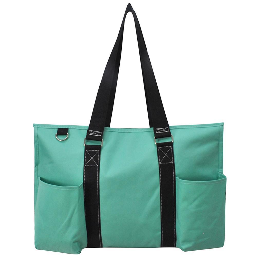 18" Solid Mint Zippered Caddy Large Organizer Tote Bag