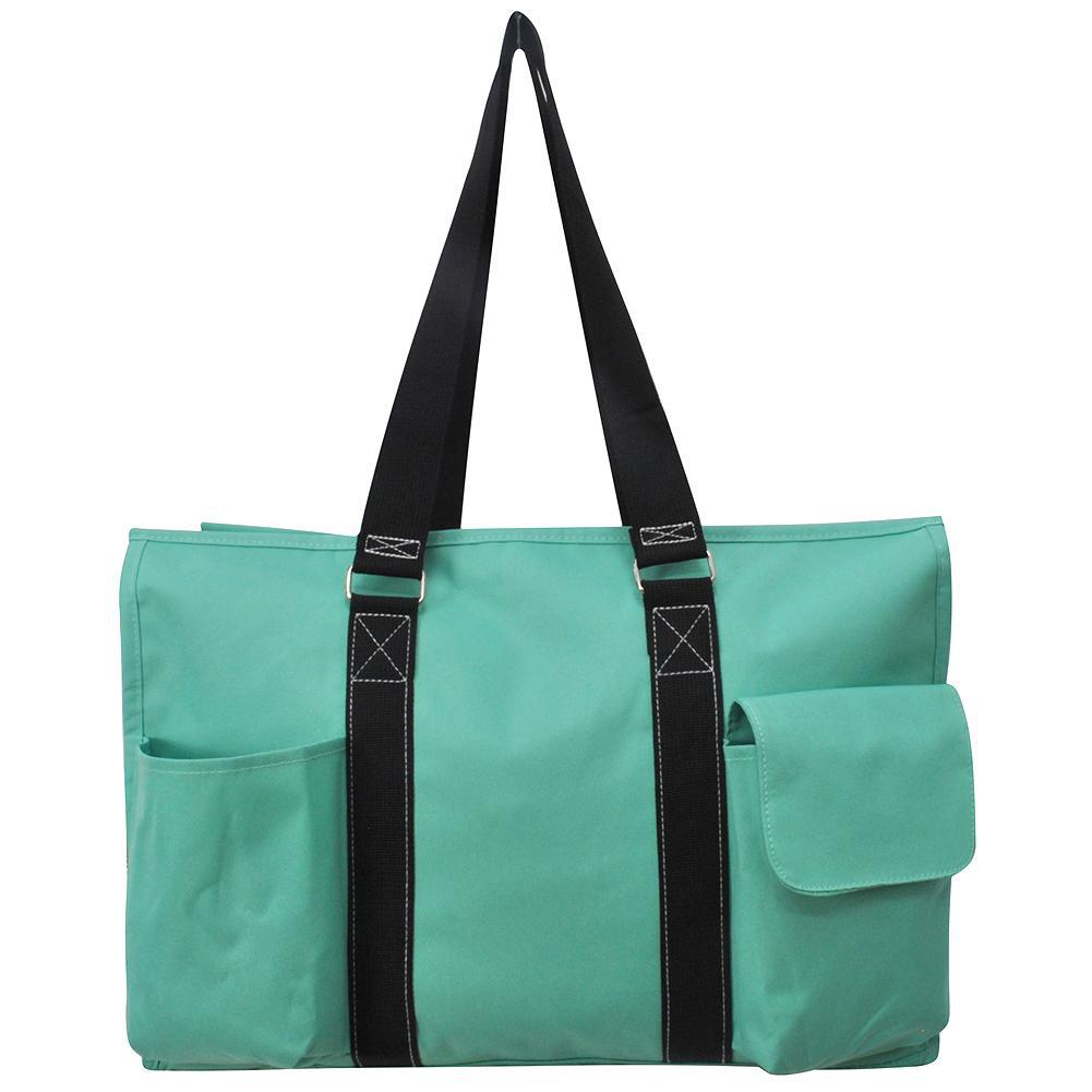 18" Solid Mint Zippered Caddy Large Organizer Tote Bag