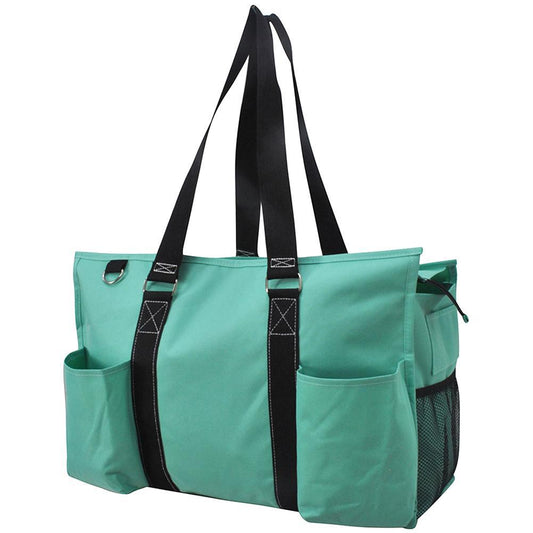 18" Solid Mint Zippered Caddy Large Organizer Tote Bag