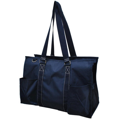 18" Solid Navy Zippered Caddy Large Organizer Tote Bag