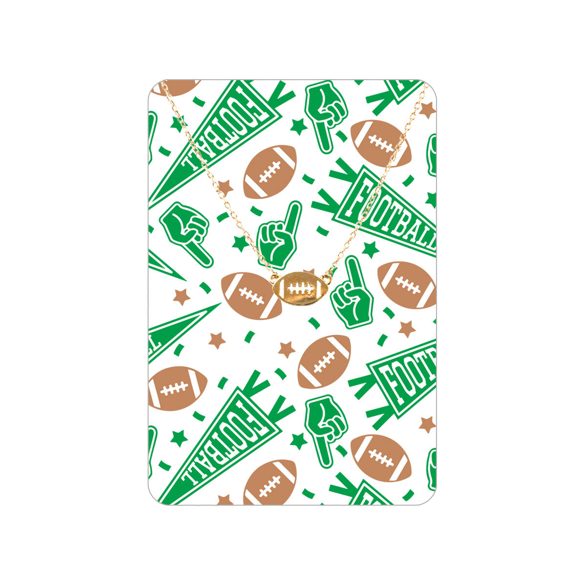 Green Football Fan Necklace & Keepsake Card