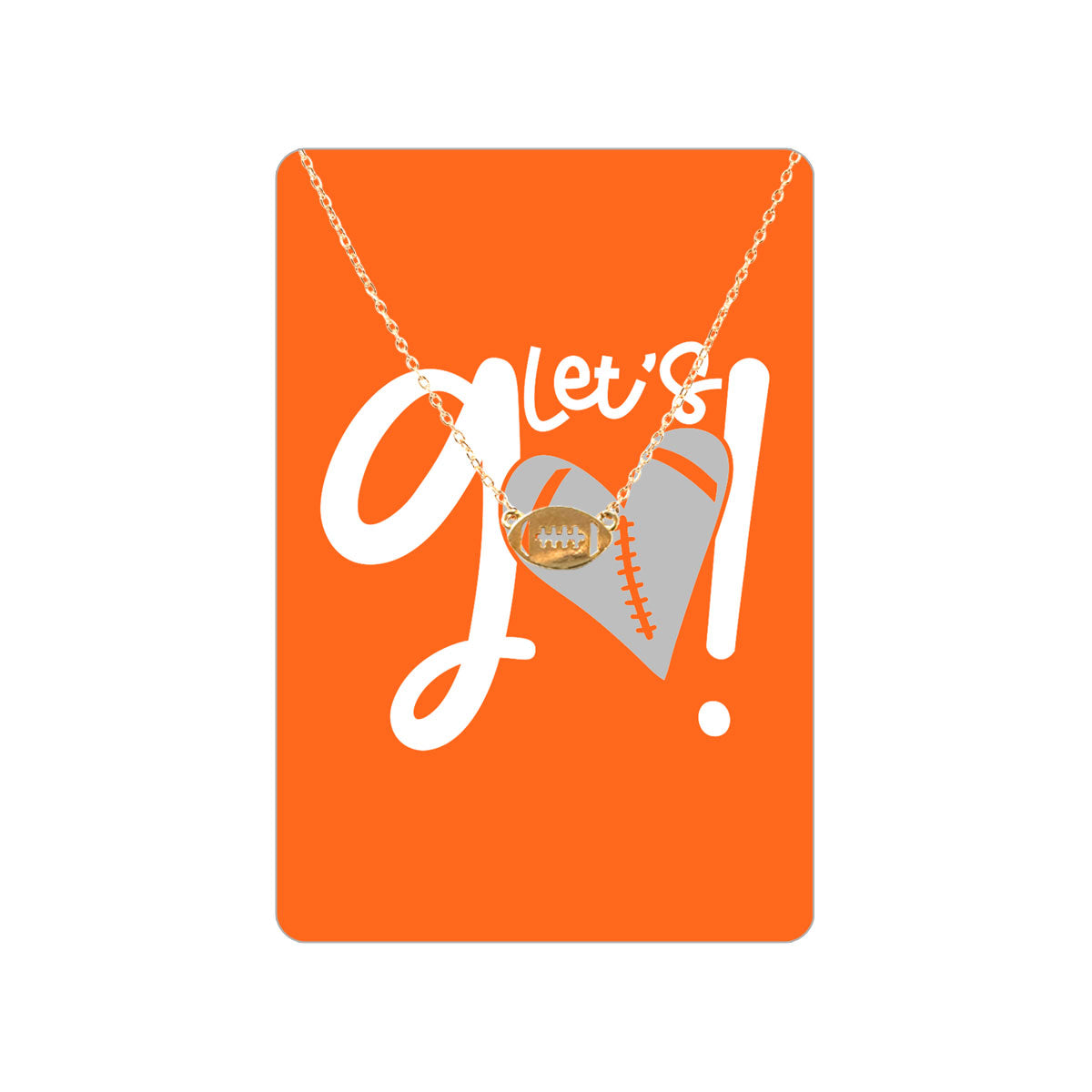 Orange Football Let's Go Necklace & Keepsake Card