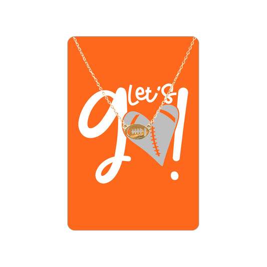 Orange Football Let's Go Necklace & Keepsake Card