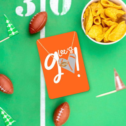 Orange Football Let's Go Necklace & Keepsake Card