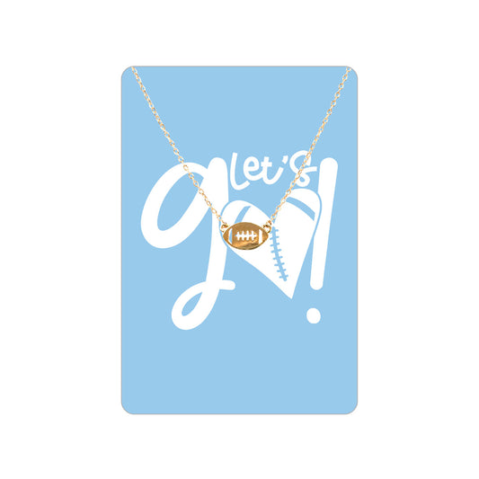 Powder Blue Football Let's Go Necklace & Keepsake Card