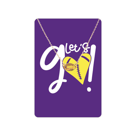 Purple Football Let's Go Necklace & Keepsake Card