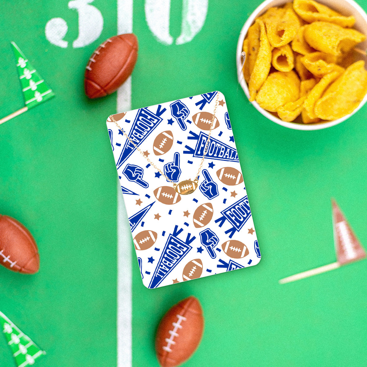 Royal Blue Football Fan Necklace & Keepsake Card