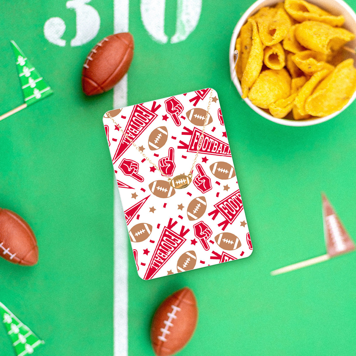 Red Football Fan Necklace & Keepsake Card