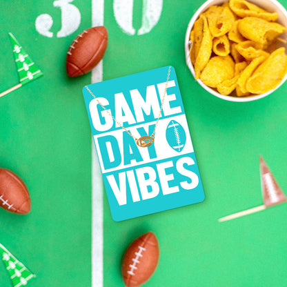 Teal Game Day Vibes Necklace & Keepsake Card