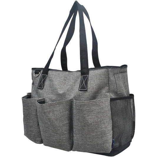 Gray Crosshatch Large Utility Caddy Tote