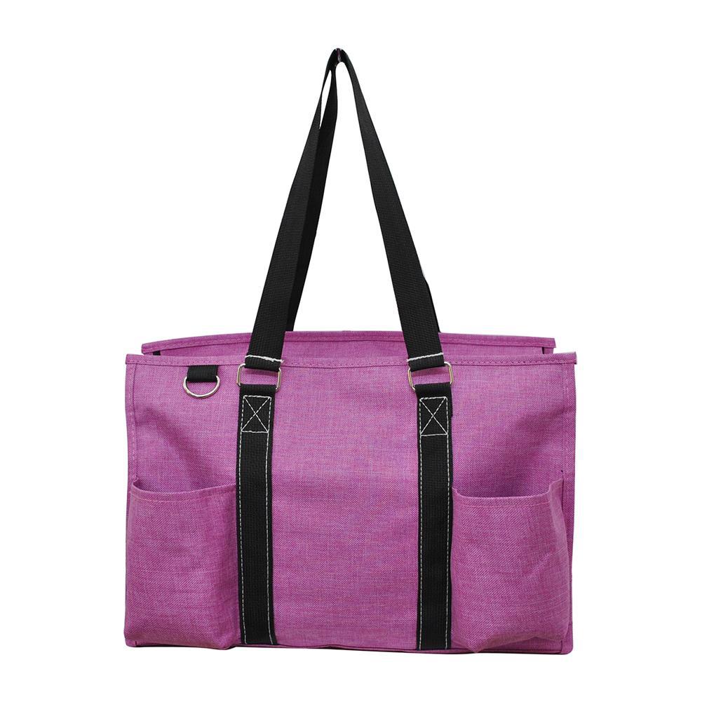 15" Crosshatch Fuscia Zippered Caddy Organizer Tote Bag