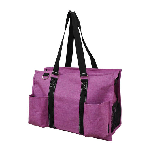 15" Crosshatch Fuscia Zippered Caddy Organizer Tote Bag