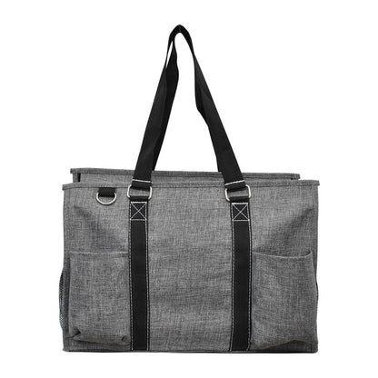 15" Crosshatch Gray Zippered Caddy Organizer Tote Bag15"