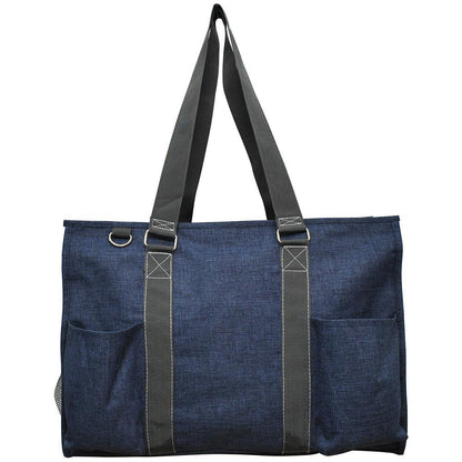 18" Crosshatch Blue Zippered Caddy Large Organizer Tote Bag