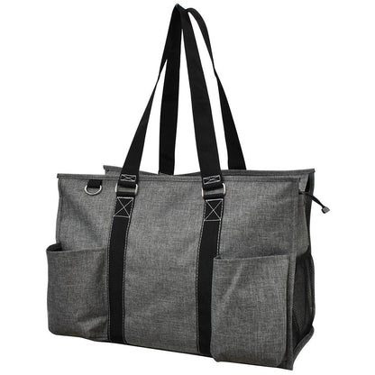 18" Crosshatch Gray Zippered Caddy Large Organizer Tote Bag