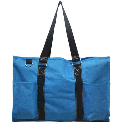 18" Crosshatch Turquoise Zippered Caddy Large Organizer Tote Bag