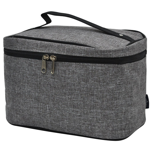 Crosshatch Gray Large Top Handle Cosmetic Case