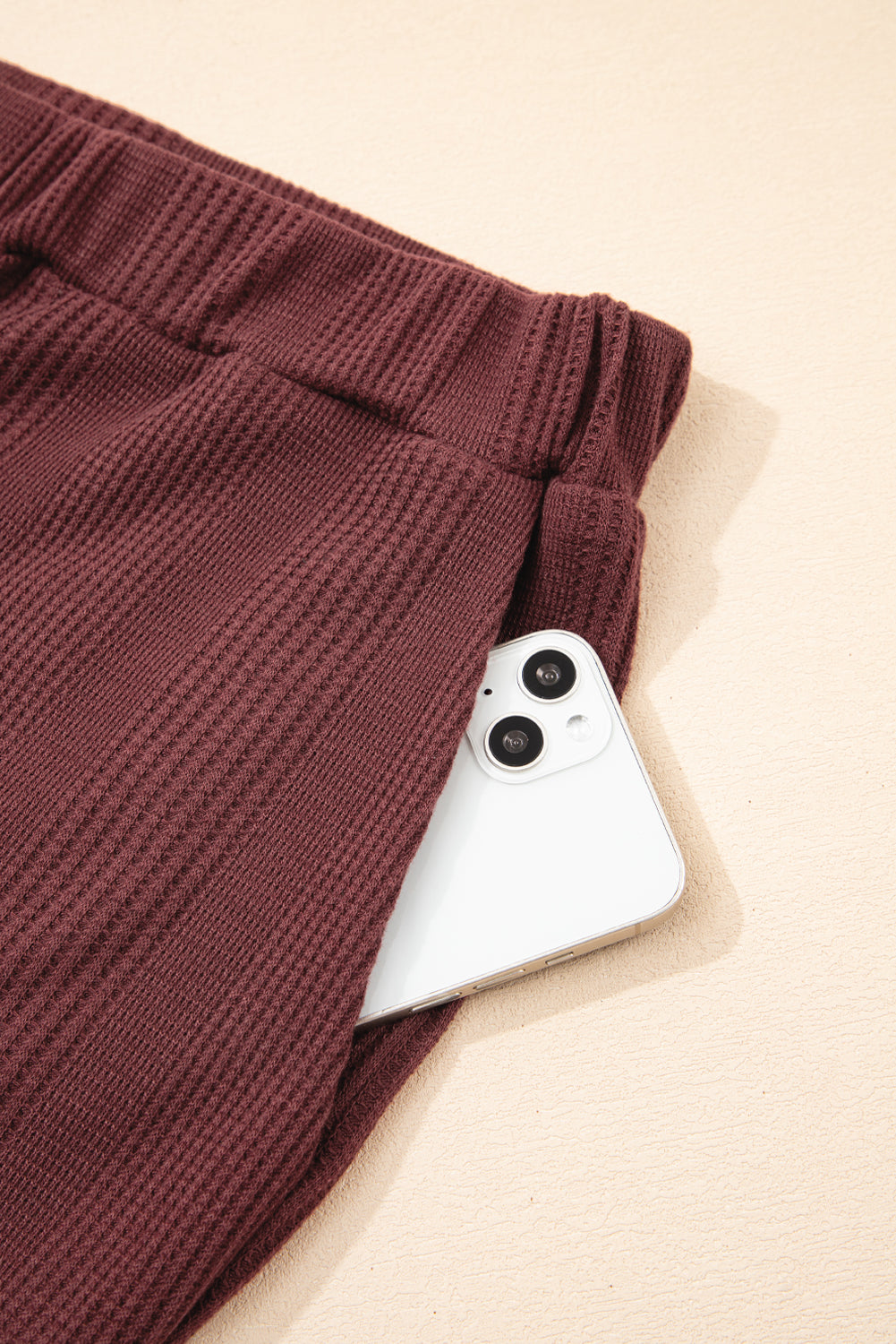 Red Dahlia Solid Color Ribbed Ruffle Tank Top and Pants Set