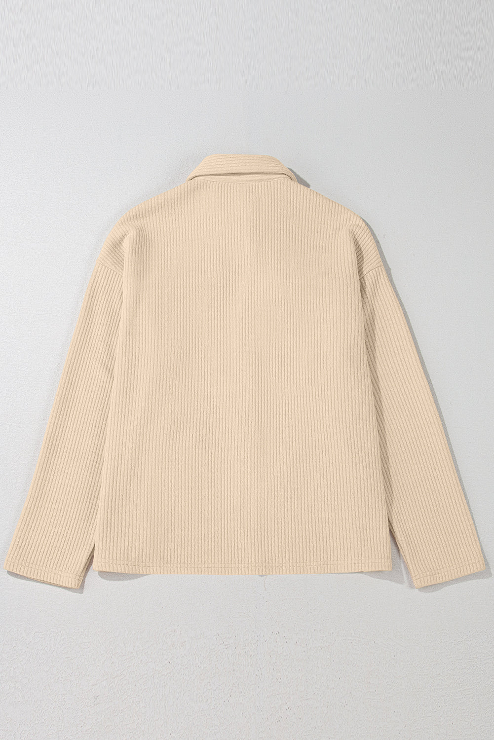 Apricot Solid Color Corduroy Buttoned Long Sleeve Shacket