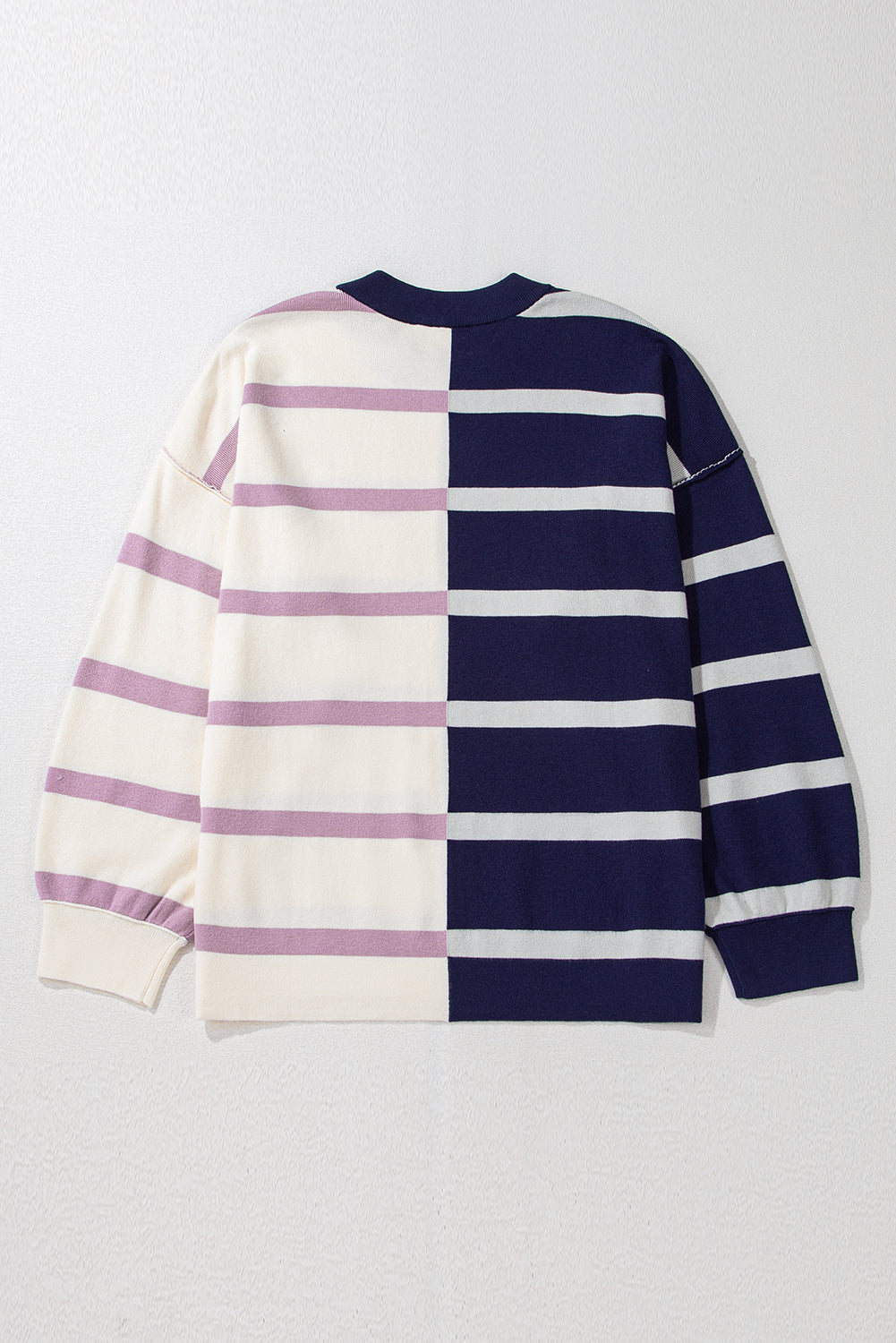 Blue Stripe Colorblock Oversized Sweater