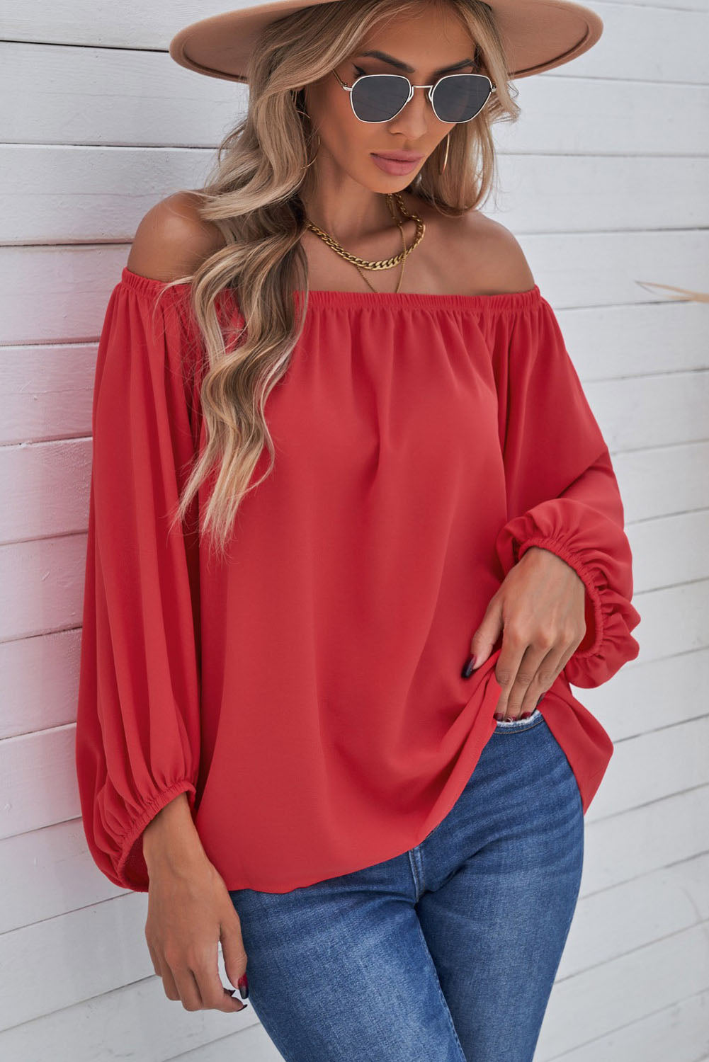 Off-Shoulder Balloon Sleeve Top