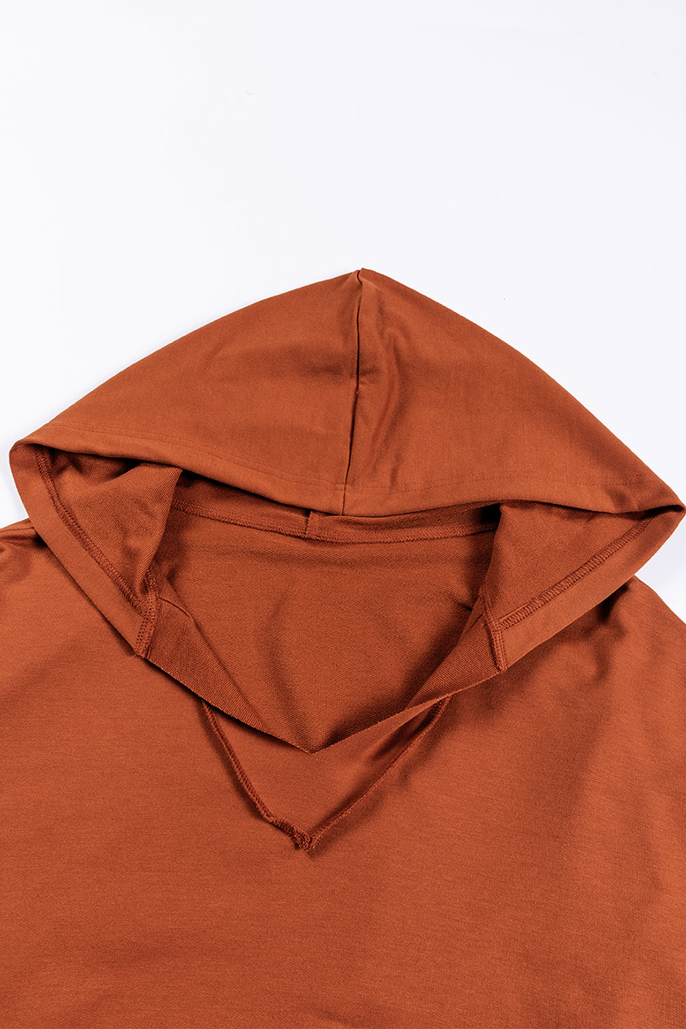 Chestnut V Neck Kangaroo Pocket Oversized Hoodie