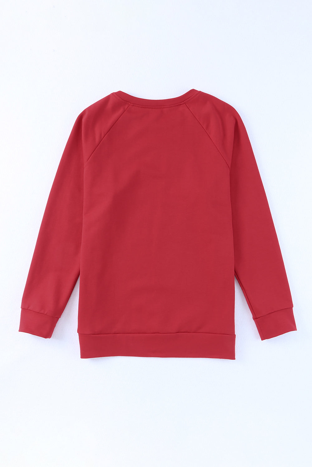 Fiery Red Solid Round Neck Raglan Sleeve Sweatshirt