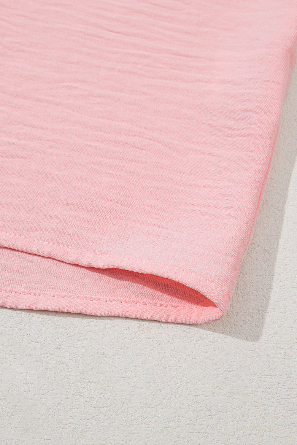 Pink Textured Half Sleeve V Neck Plus Size T Shirt with Chest Pocket