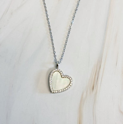 Shell Heart Locket Pendant Necklace