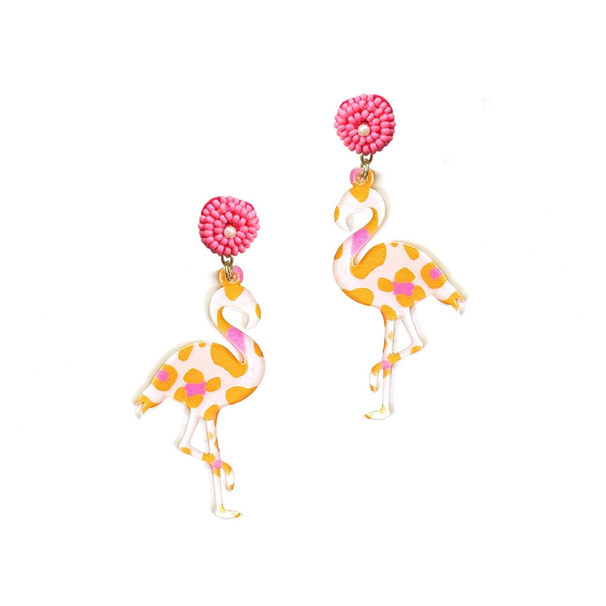 Wild Orange Flamingo Earrings