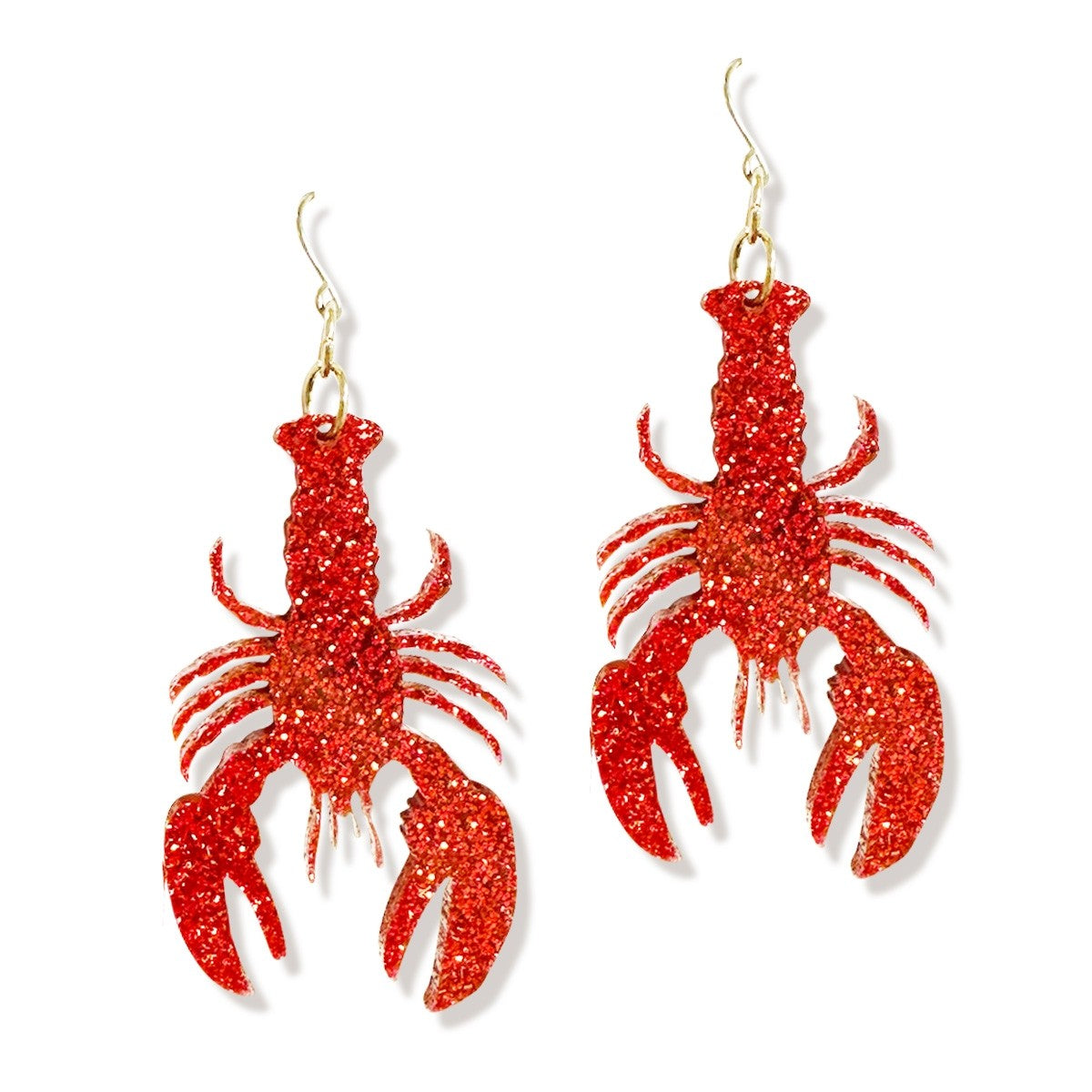 Red Glitter Crawfish Earrings