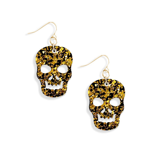 Black & Gold Skull Earrings