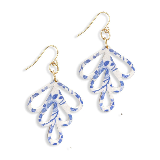 Blue Floral Teardrop Earrings