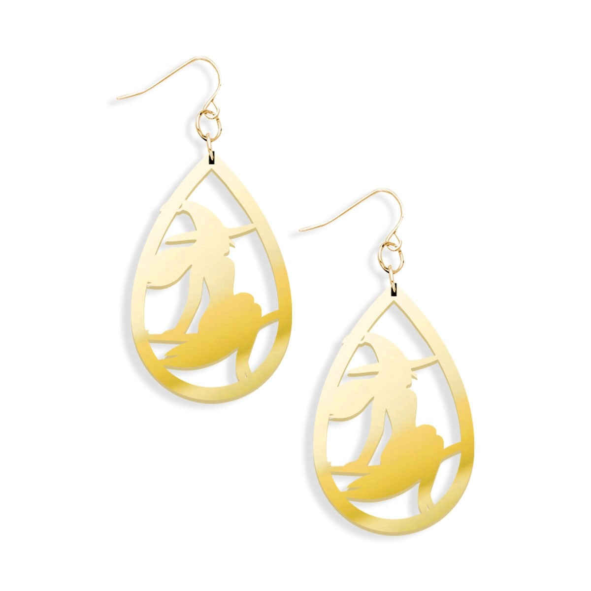 Mirrored Gold Witch Earrings