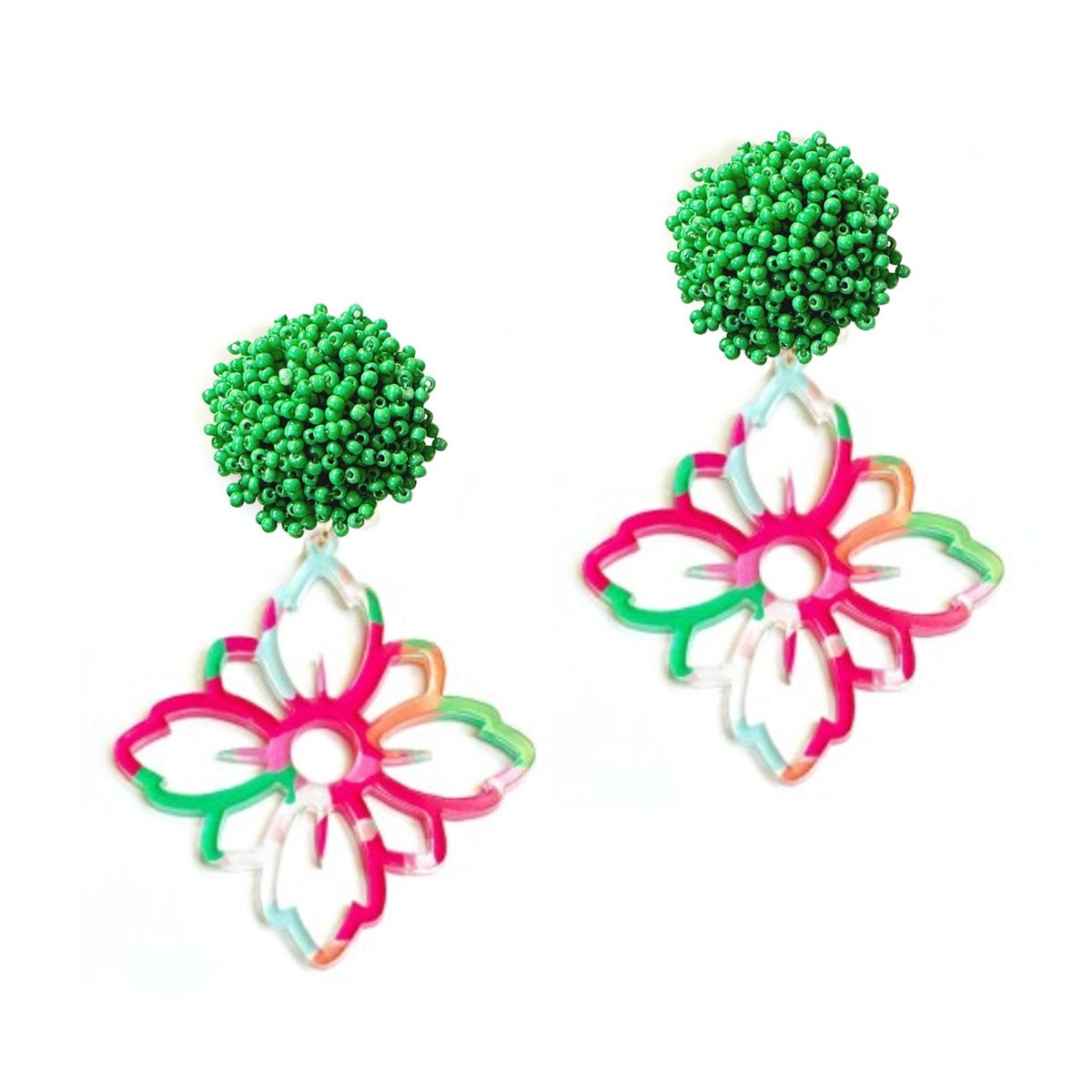 Fruit Punch Pink Flower Earrings