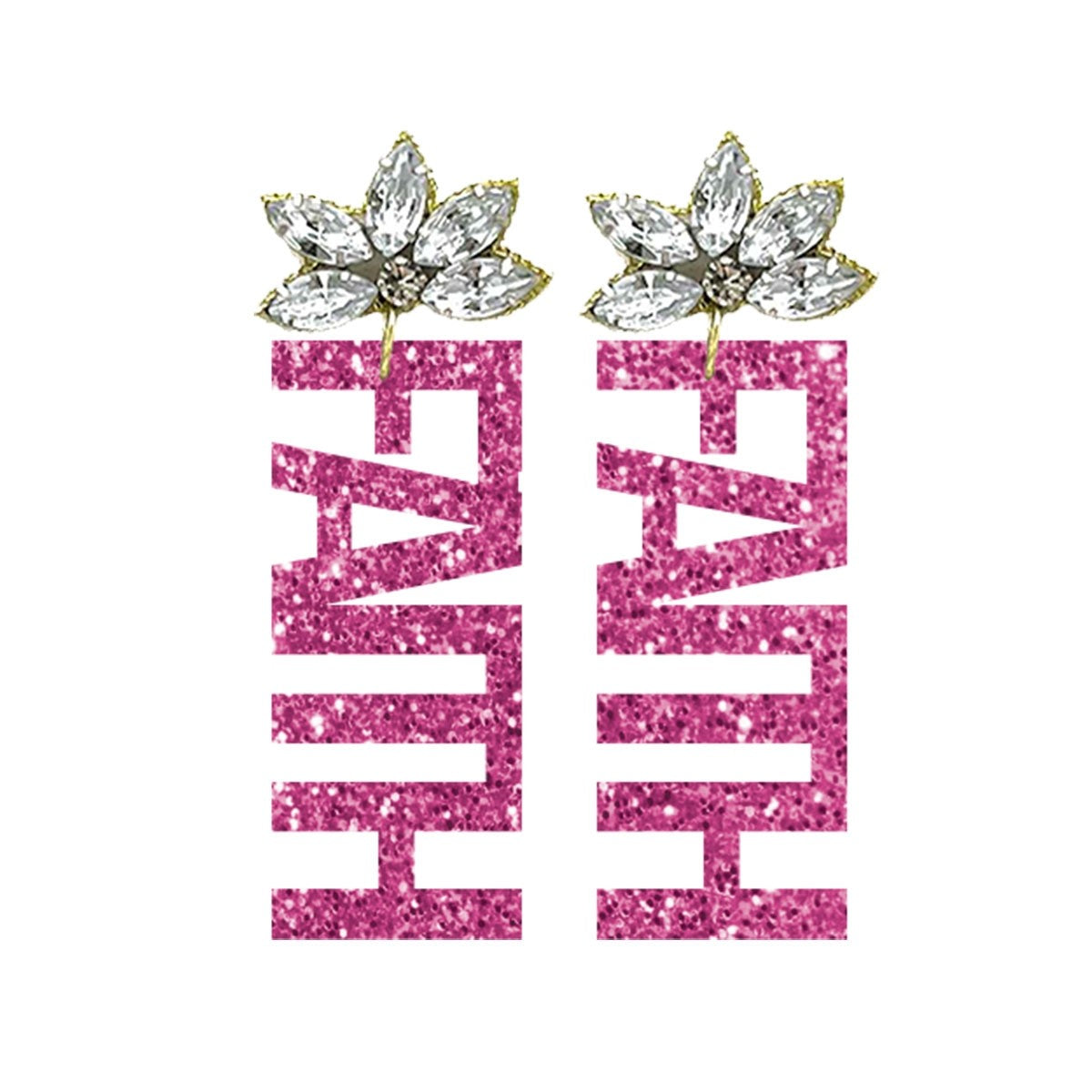 Pink Glitter Faith Earrings