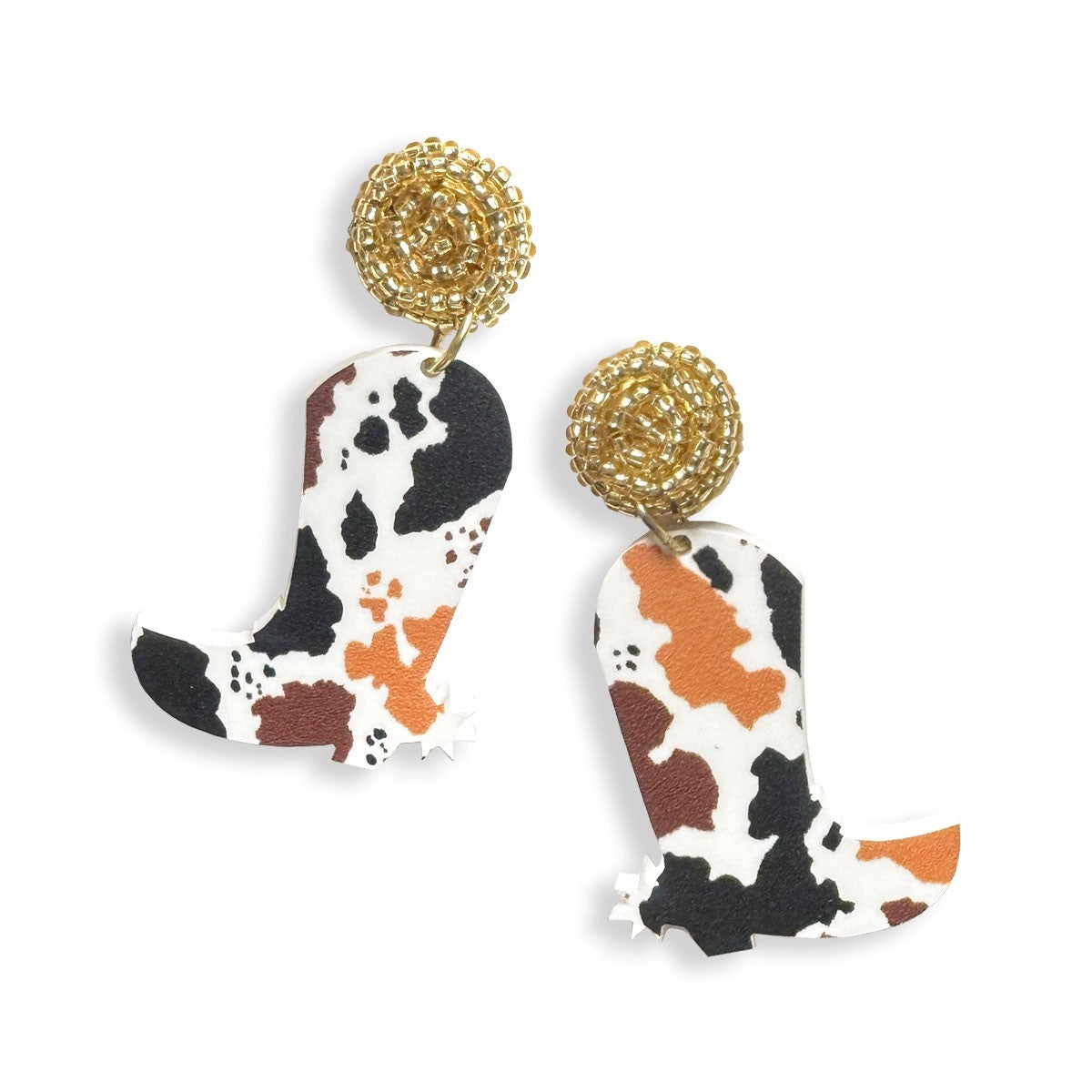 Cow Print Boots Earrings