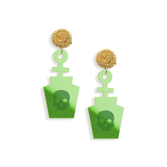 Mirrored Green Poison Earrings