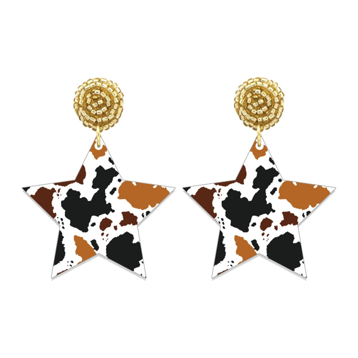 Cow Print Star Earrings