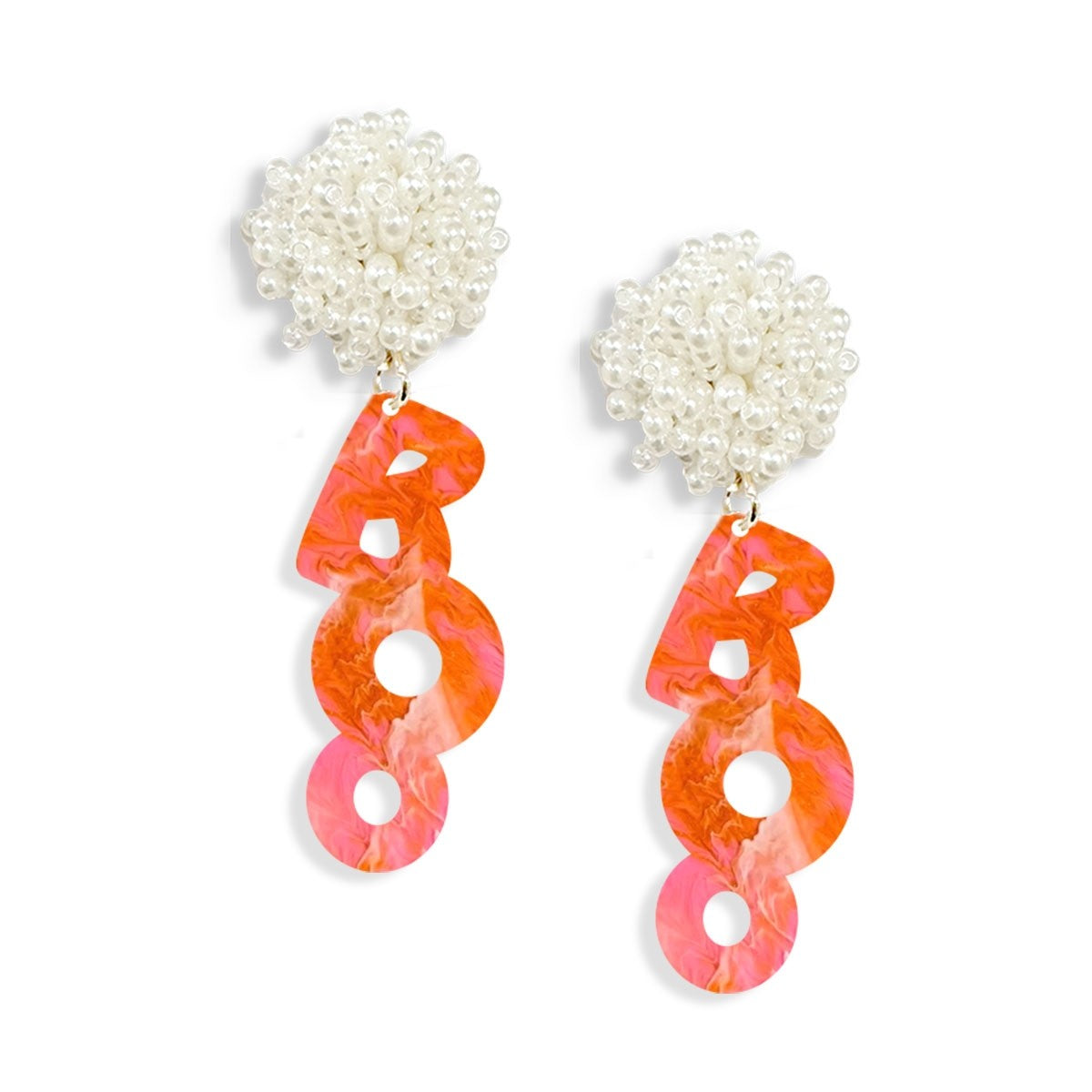 Orange & Pink Marble Boo Earrings