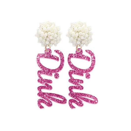 Dink Hot Pink Glitter Earrings