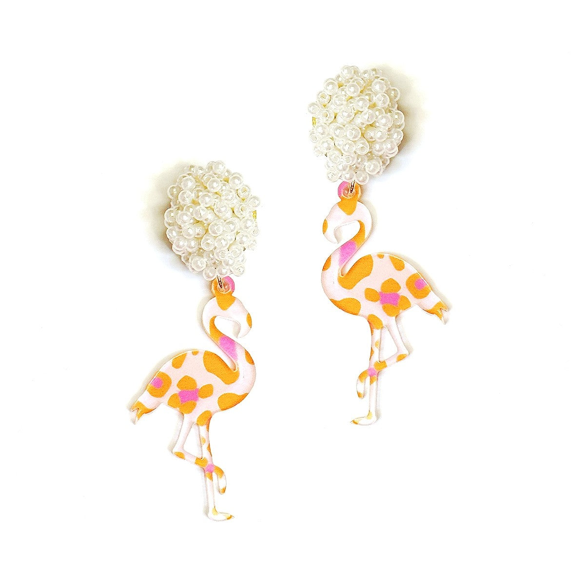 Wild Orange Flamingo Earrings