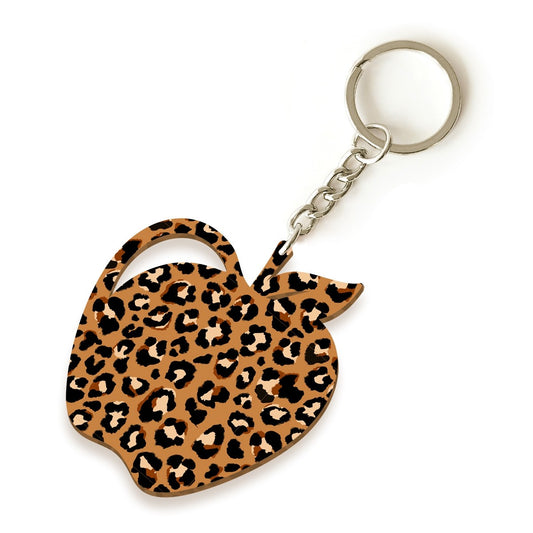 Mega Leopard Print Acrylic Apple Keychain