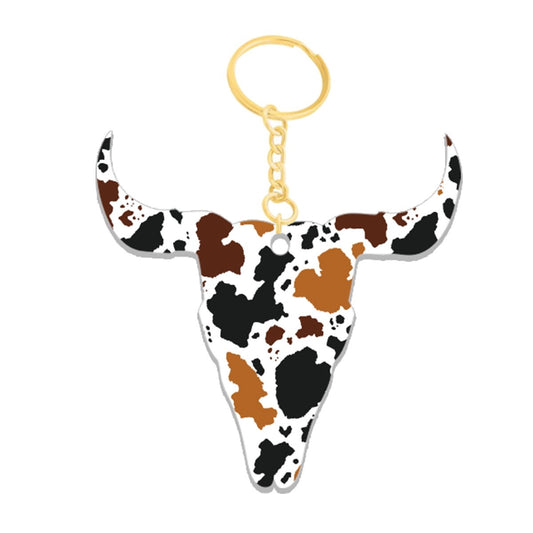 Cow Print Bull Keychain