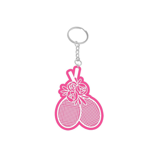 Floral Tennis Hot Pink Keychain