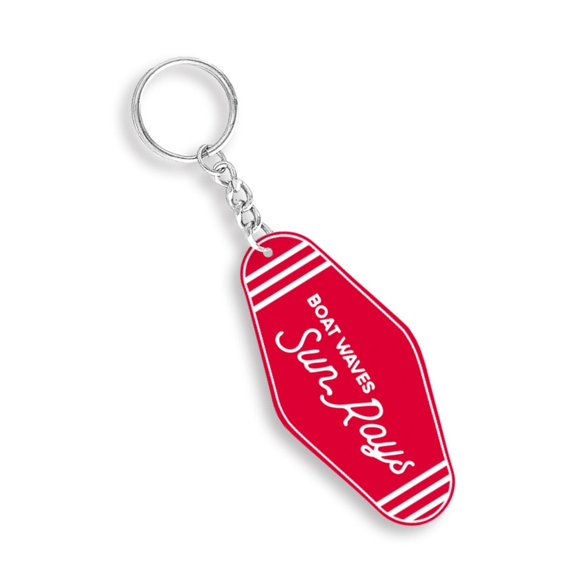 Red & White Boat Waves Sun Rays Keychain