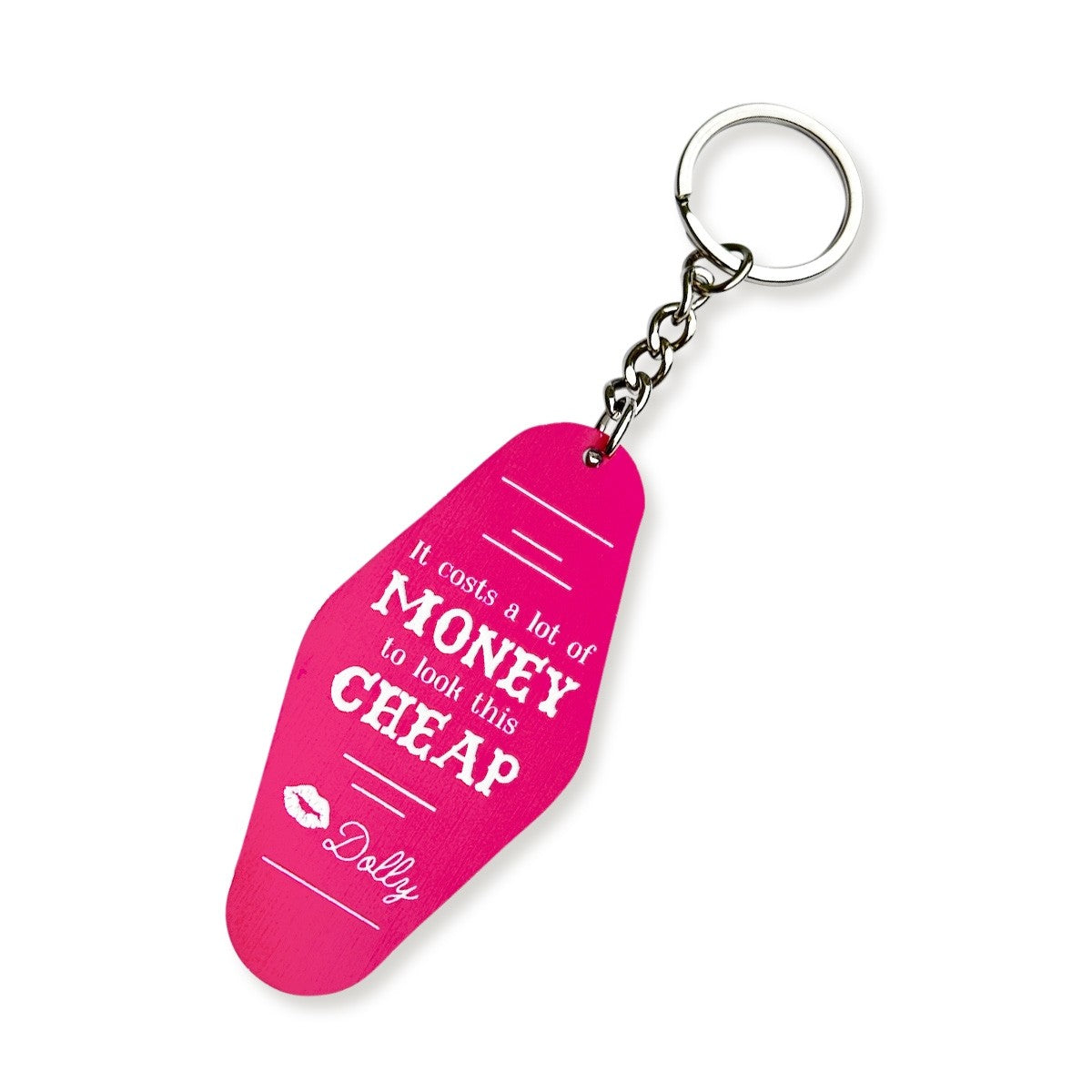 Hot Pink & White Costs A Lot Keychain