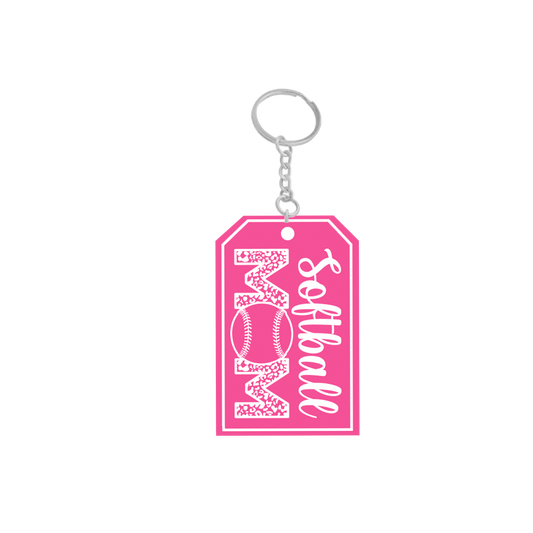 Softball Mom Hot Pink Keychain