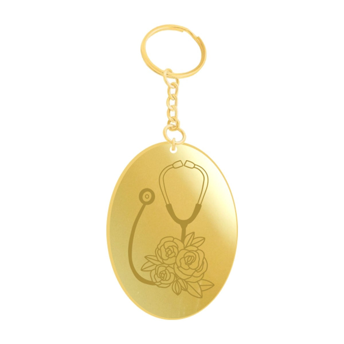 Mirrored Gold Stethoscope Keychain