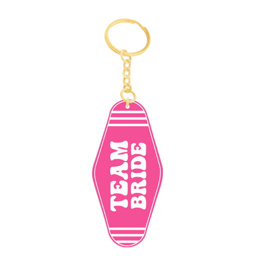 Hot Pink Team Bride Keychain